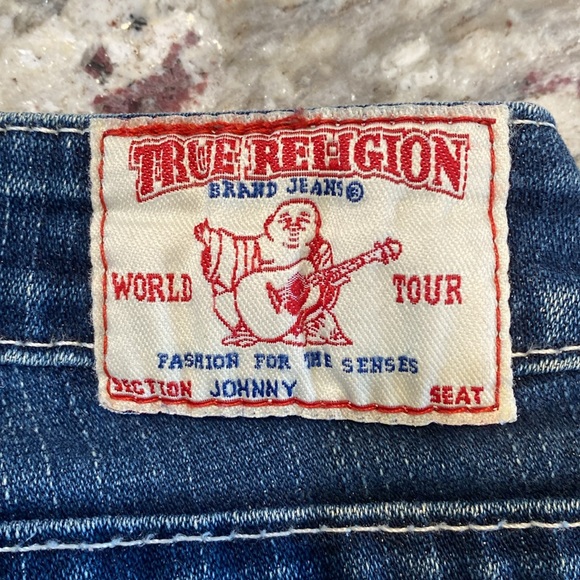 True Religion Women’s World Tour Distressed Straight Fit Johnny Jeans   SIZE  25 - Picture 11 of 16
